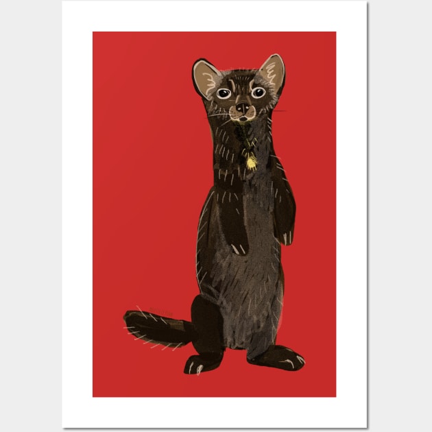 Sable Marten in Red Wall Art by belettelepink